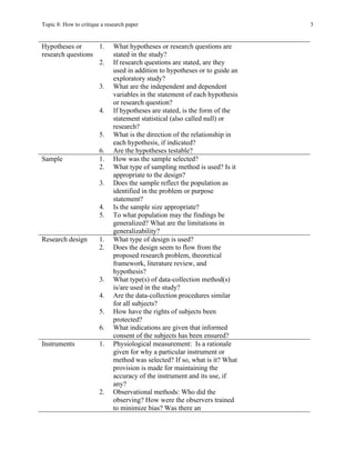 How to Critique a Research paper | PDF
