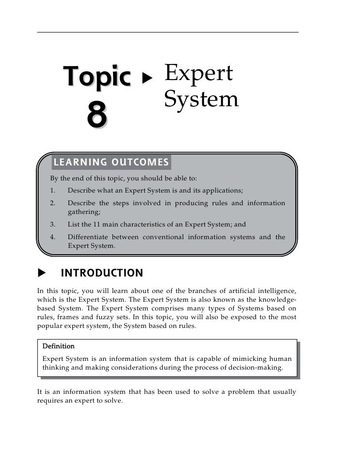 topic 8 expert system expert system