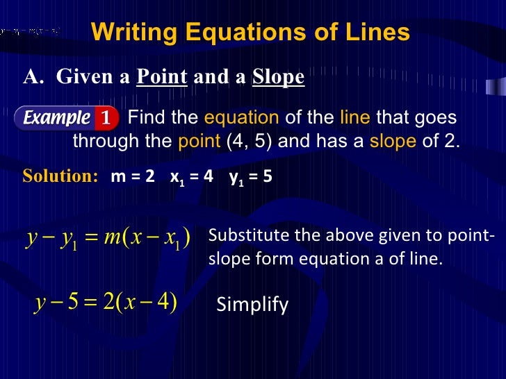 Topic 8 Writing Equations Of A Straight Lines Topic 8 Writing Equations Of A Straight Lines
