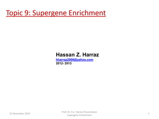 Topic 9: Supergene Enrichment
Hassan Z. Harraz
hharraz2006@yahoo.com
2012- 2013
22 November 2015
Prof. Dr. H.Z. Harraz Presentation
Supergene Enrichment
1
 