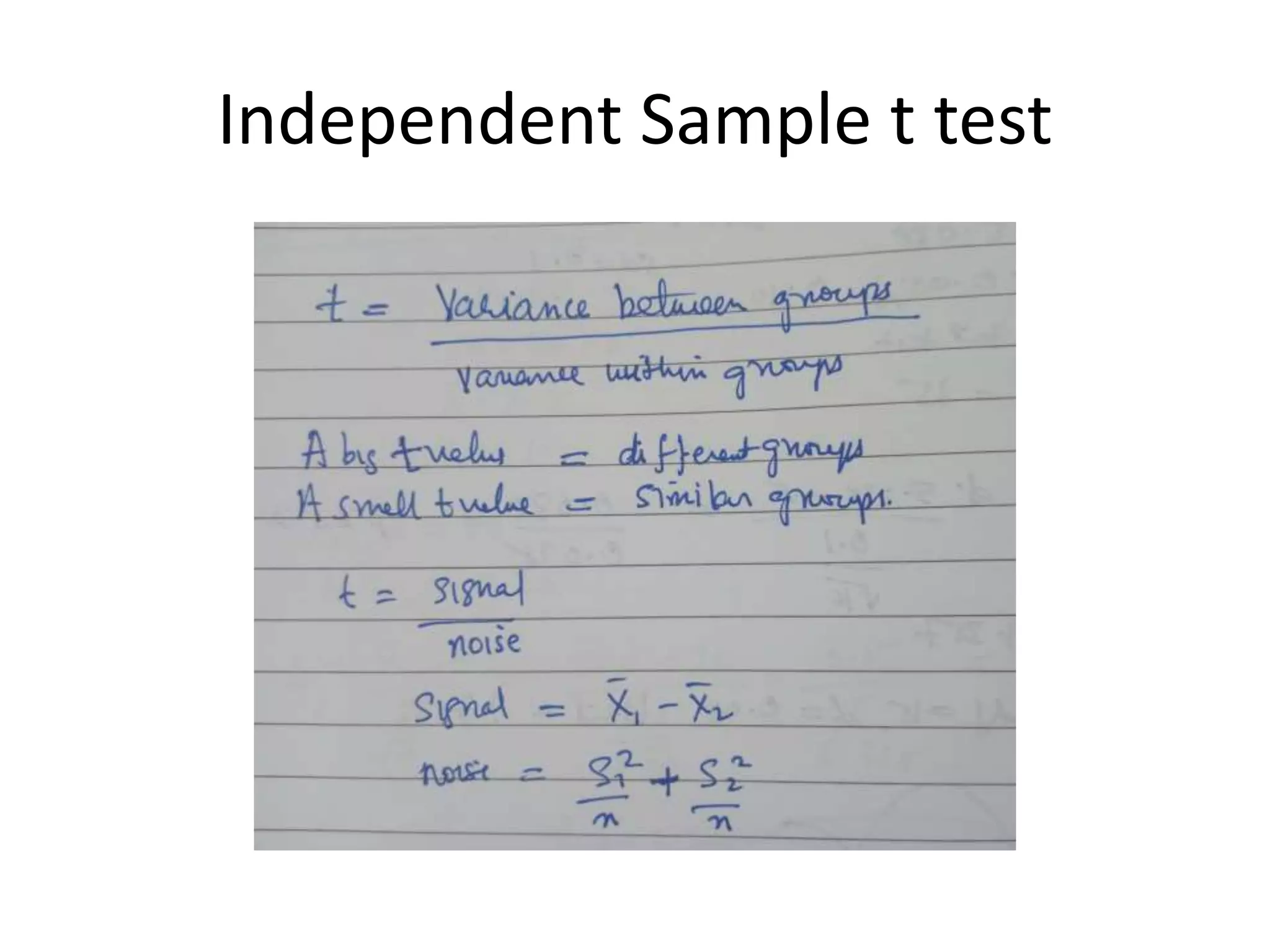 Independent Sample t test
 