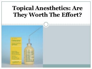 Topical Anesthetics: Are
They Worth The Effort?
 