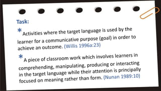 Topic and task based syllabus