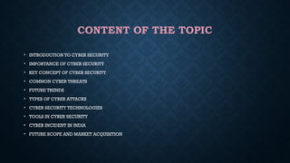 Topic – cyber security, Introduction,future scope | PPTX