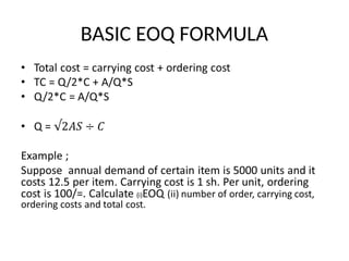 Comprehensive Guide to Economic Order Quantity and Inventory Control ...