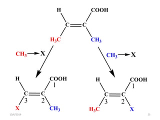 C C
H3C
H
CH3
COOH
C C
X
H
CH3
COOH
C C
H3C
H
X
COOH
CH3 X CH3 X
1
23
1
23
10/6/2019 25
 
