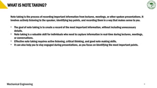 Concise Form Note making is the process of summarizing information in a structured ...