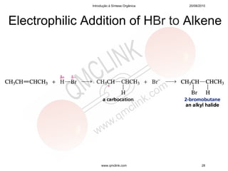 Introdução à Síntese Orgânica   20/08/2010




Electrophilic Addition of HBr to Alkene




                    www.qmclink.com                   28
 