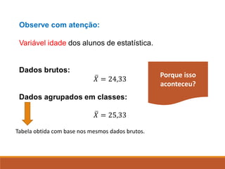 Porque isso
aconteceu?
Tabela obtida com base nos mesmos dados brutos.
 