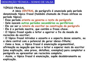 Organização de parágrafos - tópico frasal | PPT