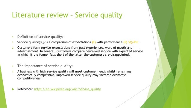 Literature review of service quality wiki