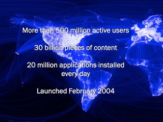 More than 500 million active users

                          30 billion pieces of content

                      20 million applications installed
                                  every day

                          Launched February 2004


©2010 - Cesare Pautasso                                   33
 