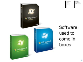 Once upon a time



                          Software
                          used to
                          come in
                          boxes


©2010 - Cesare Pautasso              6
 