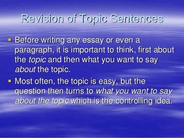 Topic sentence