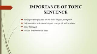 Why Include A Topic Sentence Topic sentence | PPTX