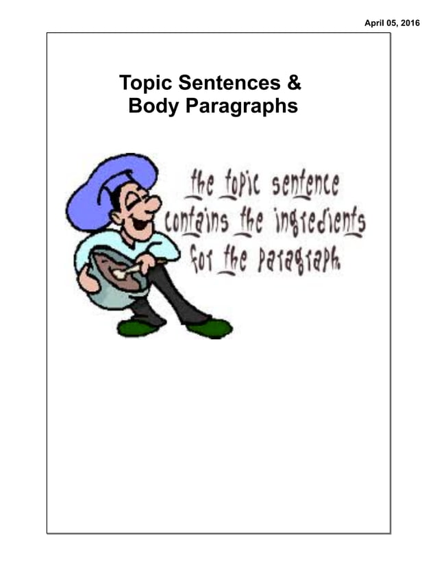 Topic sentences & body paragraphs PDF