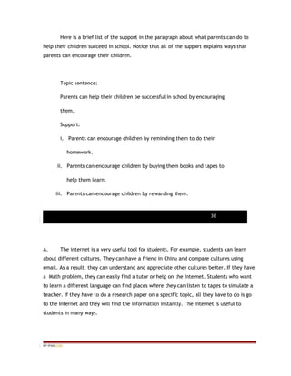 Topic sentence & supporting details | DOC