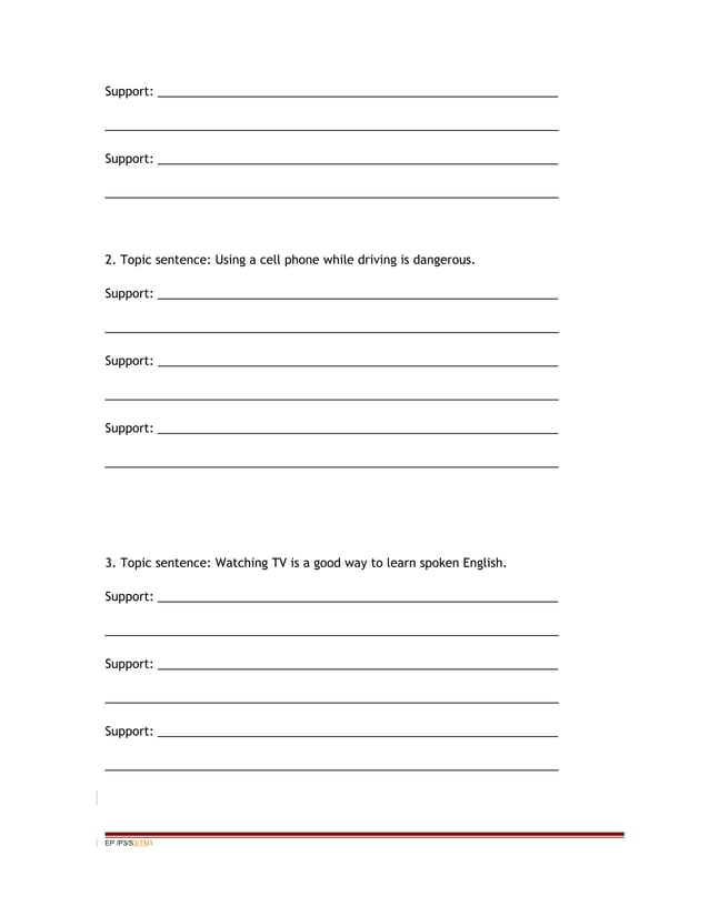 Topic sentence & supporting details | DOC | Homework and Study | Education