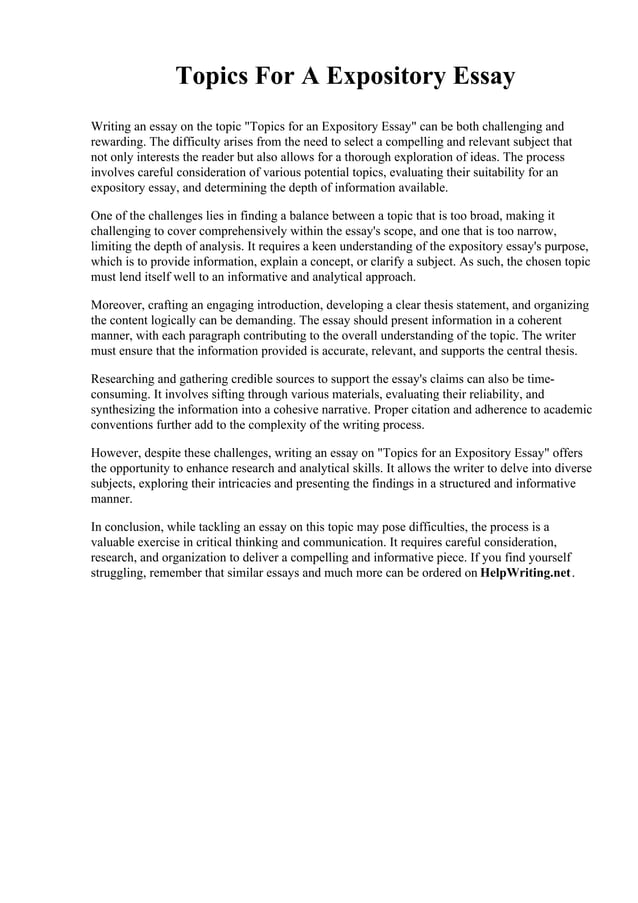 Topics For A Expository Essay pdf Topics For A Expository Essay pdf