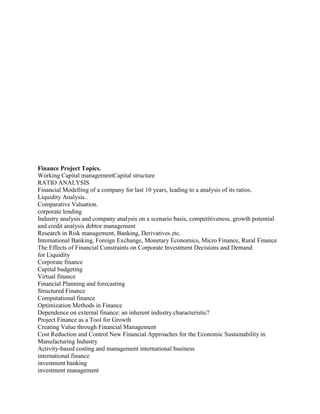 Topics for final year project | DOCX