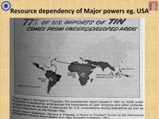 Resource dependency of Major powers eg. USA
 