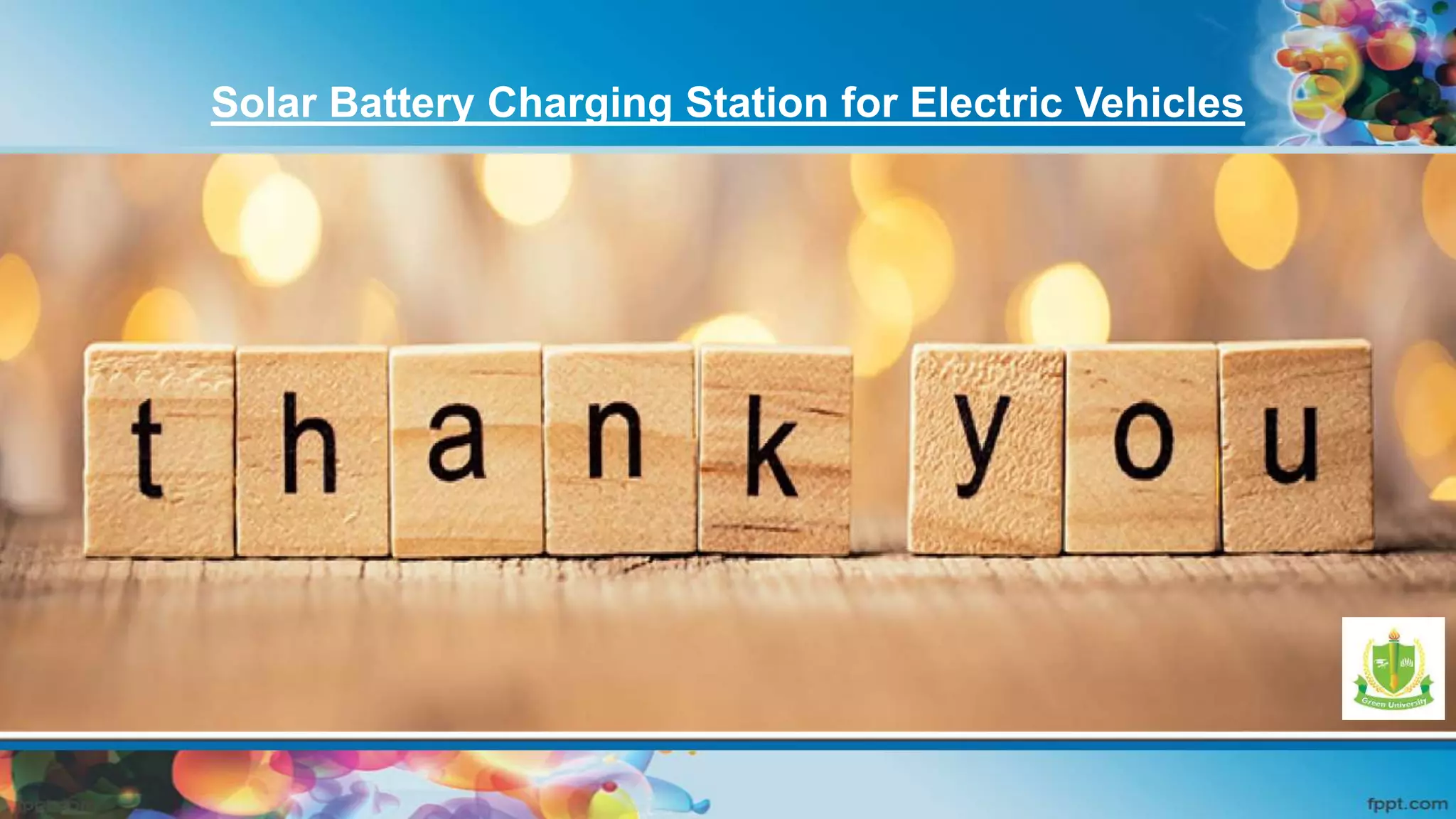 Solar Battery Charging Station for Electric Vehicles
 