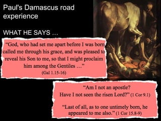 Paul's Damascus road
experience
WHAT HE SAYS …
 
