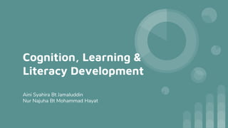 Cognition, Learning &
Literacy Development
Aini Syahira Bt Jamaluddin
Nur Najuha Bt Mohammad Hayat
 