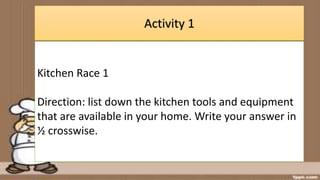 topic 1 cookery | PPTX