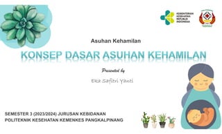 Asuhan Kehamilan
SEMESTER 3 (2023/2024) JURUSAN KEBIDANAN
POLITEKNIK KESEHATAN KEMENKES PANGKALPINANG
Presented by
Eka Safitri Yanti
 