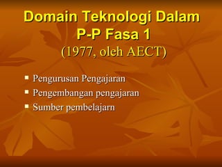 Domain Teknologi Dalam  P-P Fasa 1 (1977, oleh AECT) ,[object Object],[object Object],[object Object]