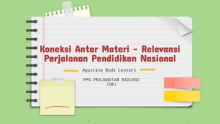 Koneksi Antar Materi - Relevansi
Perjalanan Pendidikan Nasional
Agustina Budi Lestari
PPG PRAJABATAN BIOLOGI
/UNJ
 