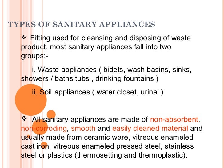 Topik 1 sanitary appliances