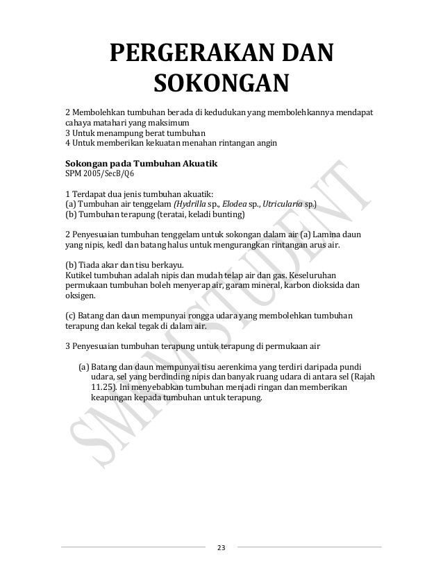 Topik 2 Pergerakan Dan Sokongan Biologi Spm Tingkatan 5