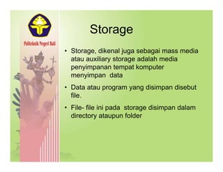 Topik 5 Storage dan Memory | PDF