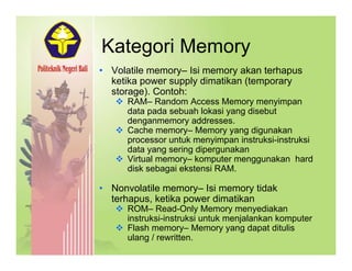 Topik 5 Storage dan Memory | PDF