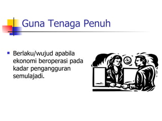 Guna Tenaga Penuh Berlaku/wujud apabila ekonomi beroperasi pada kadar pengangguran semulajadi. 