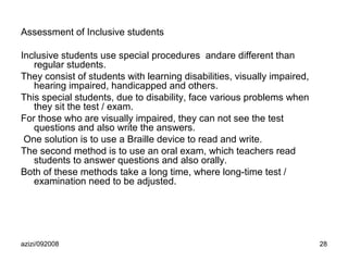 Inclusive Assessment Examples Reporting of Assessment Data | PPT
