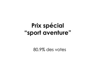 Prix spécial  “sport aventure”   80.9% des votes 