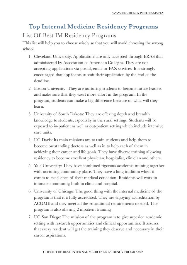 Internal Medicine Residency Programs