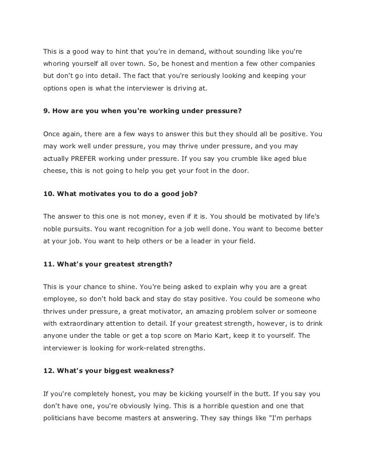 good things to say at an interview
