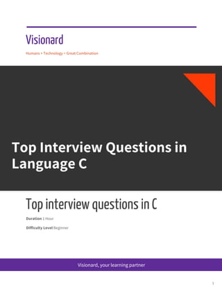 Top interview questions in c | PDF