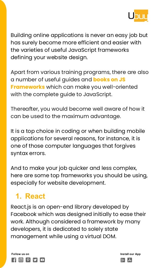 Top JavaScript Frameworks That are the Most Useful in 2022 | PDF
