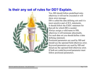 Top jcl interview questions and answers job interview tips | DOC