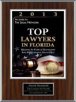 David Steinfeld named one of the top lawyers in Florida for 2013