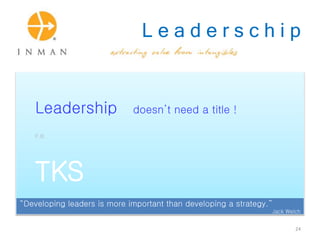 L e a d e r s c h i p
Leadership doesn’t need a title !
F.B.
TKS
“Developing leaders is more important than developing a strategy.”
Jack Welch
24
 