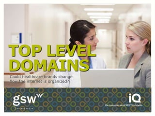 TOP LEVEL
DOMAINS
Could healthcare brands change
how the internet is organized?
 