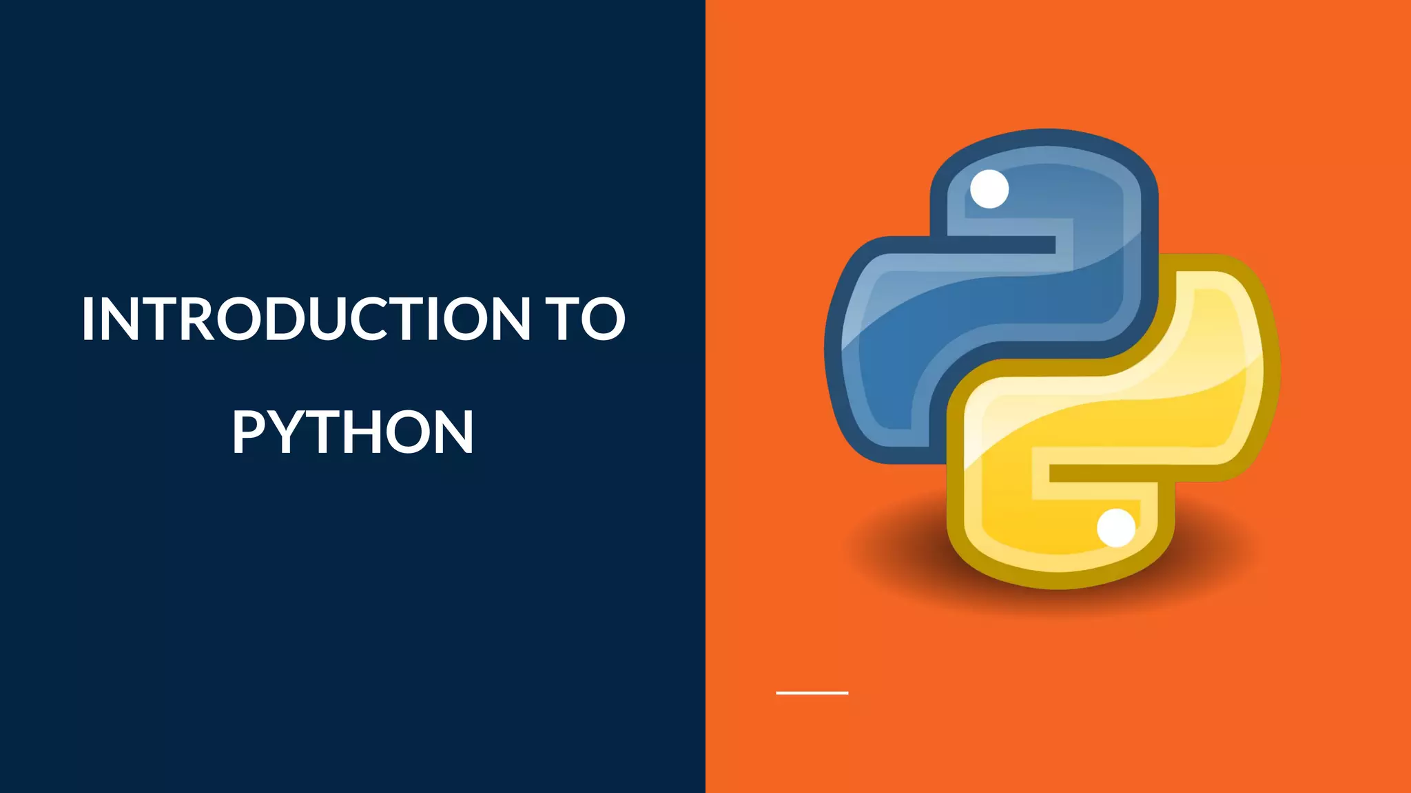 INTRODUCTION TO
PYTHON
 