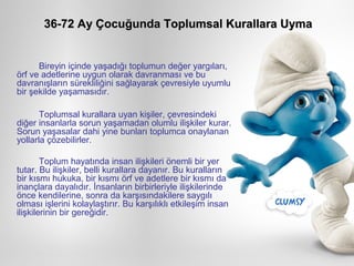 36-72 Ay Çocuğunda Toplumsal Kurallara Uyma


      Bireyin içinde yaşadığı toplumun değer yargıları,
örf ve adetlerine uy...