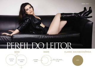 PERFIL DO LEITOR 
homens 
52% 
sexo idade classe socioeconômica 
mulheres 
48% 
AAA 
25 a 50 anos 
71% 
outras 
29% 
mídia kit/2014 
 
